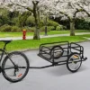 Aosom Bike Cargo Trailer For Hefty Loads, Foldable Compact Storage, Heavy-Duty, Bike Wagon Bike Trailer Bicycle Cargo Trailer Bike Attachment, Black