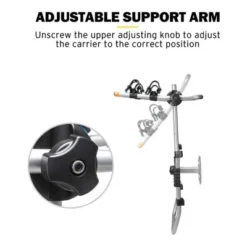 Fieryred 2 Bike Adjustable Bolt On 75 Pound Capacity Spare Tire Rack With Mounting Frame, Bike Unit Frame, Rubber Cut Out, And Locking Knob, Black