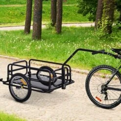 Schwinn Shop 22 Aosom Foldable Bike Cargo Trailer Cart With Hitch, 88 Lbs. Capacity, 16' Wheels, Black