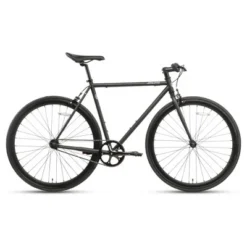 AVASTA BA9002WF-3 700C 47 Inch Single Speed Loop Fixed Gear Urban Commuter Fixie Bike With High-TEN Steel Frame For Adults 4'10" To 5'1", Matte Black